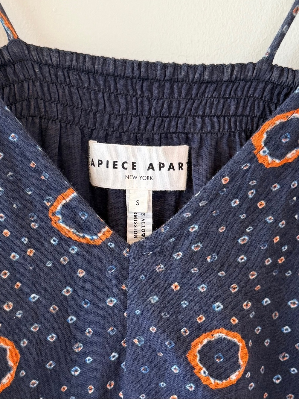 Apiece Apart Daphne Dress in Shibori Dot Midi Navy Blue Orange Womens Small - Picture 12 of 16